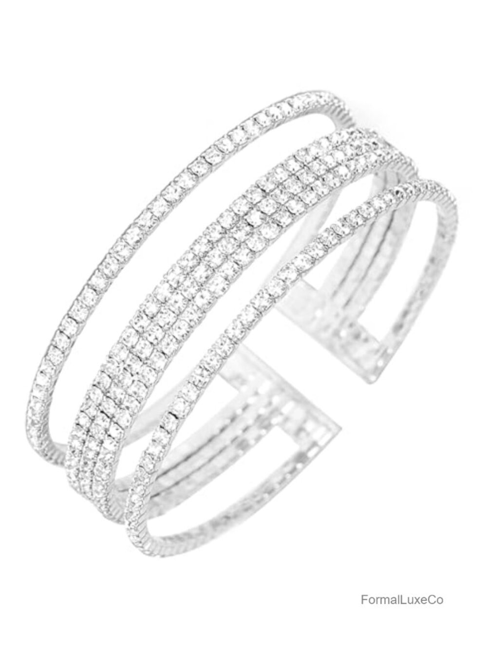 Multilayer Rhinestone Cuff Bracelet Sparkling Crystal Layered Bridal Bracelet